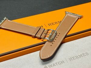 ☆即決 未使用 ゴールド Apple watch HERMES エルメス シンプルトゥール レザーバンド 45mm 44mm 42mm アップルウォッチ 純正 509