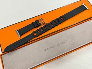 ☆即決 希少 Apple watch HERMES エルメス 黒 ドゥブルトゥール グルメット41mm 40mm 38mm アップルウォッチ 純正 レザーストラップ 401