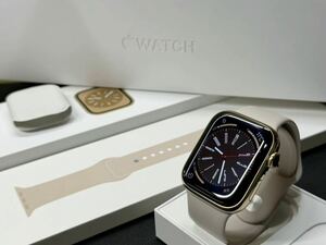 ☆即決 超美品 Series8 Apple Watch 45mm ゴールドステンレス アップルウォッチ GPS+Cellularモデル ミッドナイトスポーツ シリーズ8 457