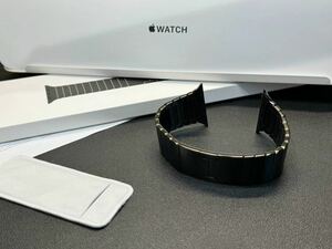 ☆即決 美品 純正 Apple watch リンクブレスレット ブラックステンレス 42mm 44mm 45mm ステンレス アップルウォッチ リンクブレス 524