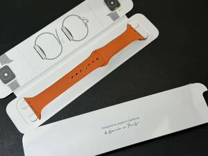 ☆即決 美品 Apple Watch HERMES 限定 オレンジ スポーツバンド 45mm 44mm 純正 アップルウォッチ エルメス ラバーバンド 195