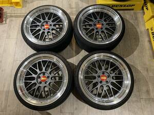 【2312002】メーカー不明 BBS LM風 ホイール 19インチ 8.5J +40 PCD100 5H + MINERVA RADIAL F205 215/35R19 2021年 4mm 4.5mm プリウス 等