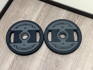 4065 Technogym テクノジム オリンピックプレート 10kg ペア ラバープレート シャフト径50mm 50φ トレーニング ウェイト 千葉県船橋市三咲