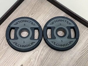 4076 Technogym テクノジム オリンピックプレート 5kg ペア ラバープレート シャフト径50mm 50φ トレーニング ウェイト 千葉県船橋市三咲