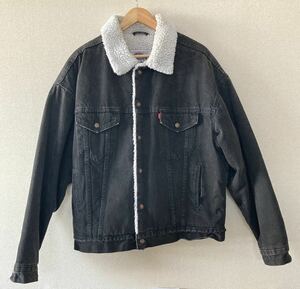 レア 90s LEVI'S ブラックボアジャケット L ビンテージ ビッグサイズ デニムジャケット ジージャン デニム ボア リーバイス