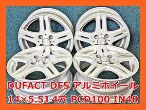 ★14インチ DUFACT DF5 中古 社外 アルミホイール 4本 4穴 PCD:100 IN40★