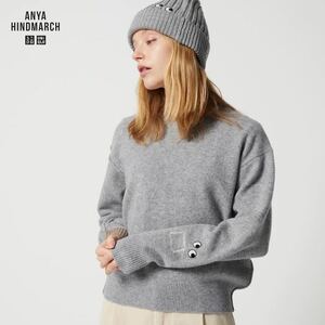 【XL サイズ】UNIQLO×ANYA HINDMARCH ユニクロ アニヤハインドマーチ プレミアムラムクールネックセーター グレー Light Gray (送料無料) 