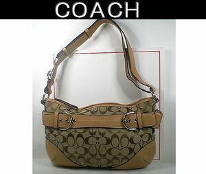 ★美品！★COACHコーチ★お洒落で素敵な♪定番！大人気♪シグネチャー柄肩掛け／斜め掛け／２ＷＡＹショルダーバッグ■チャームト付■本物