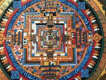 卍　チベット密教の究極　 『肉筆　カーラチャクラ　曼荼羅　細密画　』３１．５ｃｍ　　　検索；仏教美術　密教　ダライラマ　仏画　KM8_画像4