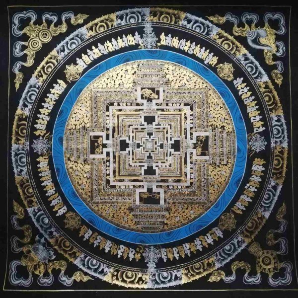 One-of-a-kind Tibetan Esoteric Buddhism Handwritten Kalachakra Mandala Miniature Painting 53cm Search; Rare Item Gold Silver Buddhist Art Esoteric Buddhism Buddhist Painting ko2, painting, Japanese painting, person, Bodhisattva