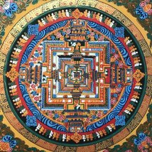 卍　チベット密教の究極　 『肉筆　カーラチャクラ　曼荼羅　細密画　』３１．５ｃｍ　　　検索；仏教美術　密教　ダライラマ　仏画　KM8_画像3