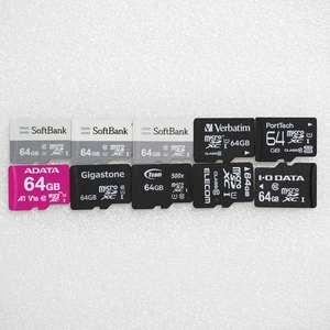 ■ microSDXC 64GB ■ まとめて 10枚セット / 動作品 フォーマット済 ジャンク 扱い microsd SoftBank 他 S12021