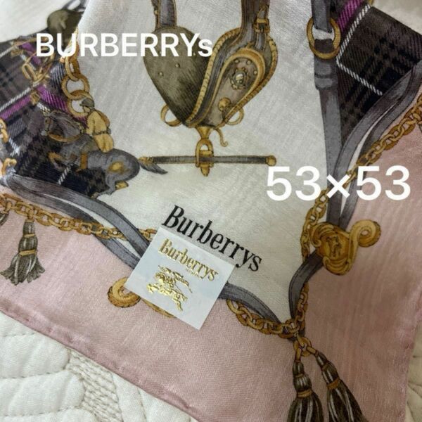 Burberrys BURBERRY バーバリースカーフ ハンカチ大判サイズ 新品未使用 綿100% ブランドハンカチ 馬