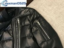 シープスキン TYPE MA-1 レザーダウンジャケット ブラック L(38) S～4XLサイズ選択可 ホワイトダックダウン ラム 羊革_画像4