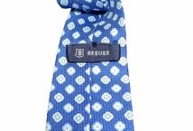 最高級 イタリア製 ブリューワー BREUER 小紋柄　ネクタイ ブルー_画像3