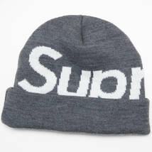 Supreme シュプリーム ニット帽 ニットキャップ ビーニー グレー ビッグロゴ Big Logo Beanie knit cap SUPREME used_画像1