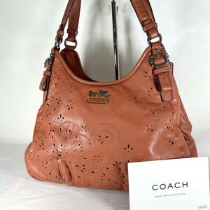 【希少】1円〜 COACH コーチ 19628 マディソン レザー ハンドバッグ ショルダー トート 手提げかばん 手持ち 肩掛け レディース オレンジ系