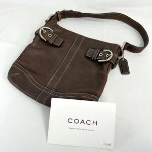 【希少】1円〜 COACH ドコーチ F01415 レザー シルバー金具 ショルダーバッグ 斜め掛けかばん メンズ レディース 