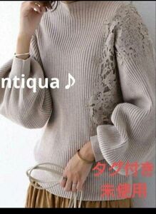 antiqua ポワン袖肩刺繍ニット　《タグ付き未使用》 ニット 大人 ニットセーター