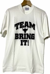 WWF ザ・ロック Team Bring It! Tシャツ 前身汚れあり 2001年モノ デッドストック Mサイズ 未着用新品 ドウェイン・ジョンソン WWE レア品