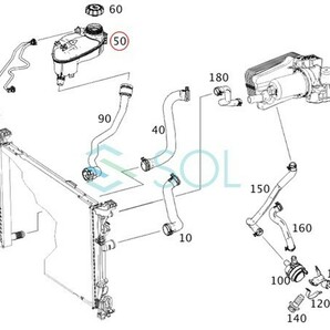 ベンツ W246 X156 ラジエーター エクスパンションタンク サブタンク リザーバータンク B180 B250 GLA180 GLA250 GLA45 2465000049の画像3