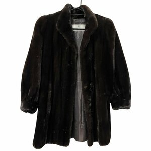 美品 Pierre Balmain ピエールバルマン コート 毛皮 ファーコート DARK RANCH MINK ダークランチミンク ネーム入り フリーサイズ J21