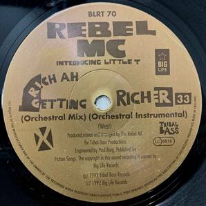 Rebel MC Introducing Little T Rich Ah Getting Richer【UK盤/試聴検品済】90's/Electronic/Breakbeat/Jungle/12inch シングルの画像4