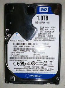 WD Western Digital 2.5インチ HDD 1TB SATA SATA600 6Gbps 7mm厚 中古 正常品 ⑩