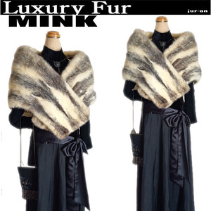 Ω SH[ fur *jur-an] kimono * dress also!!! finest quality * soft Cross mink shawl *. gold liquidation SALE*