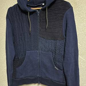 BLUEBLUEb lube Roo patchwork knitted indigo sweat Parker S