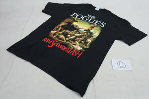 ★同梱不可 ★値下不可　【送250円】　6535　POGUES　ポーグス　メンズ　バンドTシャツ　カットソー　半袖　ロック　綿100％　L　黒