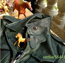 子馬革 ホースハイド ダスターコート 本革 スプリングコートレザーコート メンズファッション サファリジャケット カーコート S～5XL_画像7