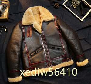  special price * flight jacket mouton coat sheep leather fur solid winter heat insulation sheepskin original leather heavy winter clothing ram leather natural leather S~3XL