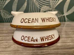 昭和レトロ ヴィンテージ セラミック 陶器製 OCEAN WHISKY オーシャンウイスキー 2個セット 灰皿 アッシュトレイ 雑貨