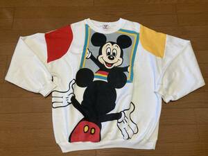 80s 90s USA製 ビンテージ レディース Disney ディズニー ミッキーマウス Mickey Mouse ビッグプリント スウェット トレーナー 古着女子