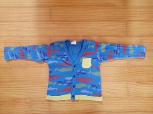 JUNK STORE 90 長袖　カーディガン　カーデガン さかな　カラフル　キッズ　子供服 ベビー服 男の子　ジャンクストアー　カーデ　柄