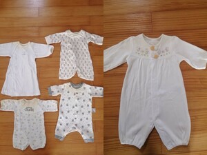 ベビー 50 60 長袖 カバーオール ロンパース 5枚セット まとめ売り 新生児 白 ベビー服 子供服 キッズ 男の子 女の子 キルト 綿 ユニクロ