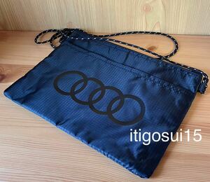 *[ unused ] Audi Audi* tent Cross water-repellent sakoshu shoulder bag pochette pouch black * Novelty 