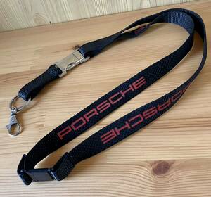 ◆★【used】ポルシェ PORSCHE★ネックストラップ 黒赤 金具★ノベルティ