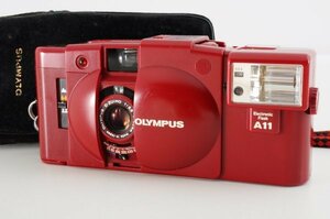 OLYMPUS オリンパス XA2 D.ZUIKO 35mm F3.5 A11 Electronic Flash ストロボ フラッシュ 動作品 レッド コンパクト フィルム カメラ A-629M