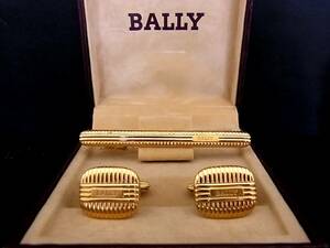 ◎№5102◎■新品■バリー【BALLY】【ゴールド】■カフス＆ネクタイピン セット♪