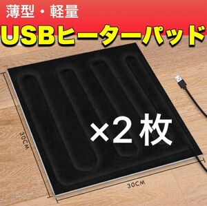 2枚 ホットカーペット USB ヒーター 電気 パッド 温熱 ホット マット 防寒　1人　冬　小さめ　大きめ