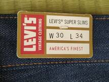 ★1円売切★リーバイス (levi's) LVC　ブルガリア製 1965年モデル　606 SUPER SLIM(W30 L34)　デニムパンツ　★検索用５０１　ジーパン_画像2