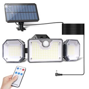 ソーラーライト DEFART 【2023新登場 226高輝度LED 3面発光 3つ知能モード】 リモコン遠距離制御 センサーライト