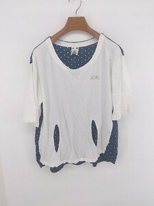 ◇ X-girl エックスガール ロゴ刺繍 星柄 半袖 Tシャツ カットソー サイズ2 ホワイト系 ネイビー レディース P
