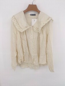 ◇ ◎ DAY CLOSET 難あり ビッグカラー 長袖 シャツ ブラウス ベージュ系 レディース P