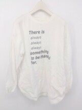 ◇ SOMETHING サムシング プリント 長袖 Tシャツ カットソー サイズM ホワイト系 ブラック レディース P_画像1