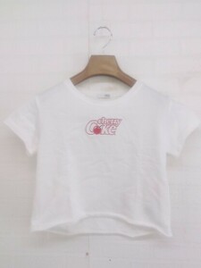 ◇ GYDA cherry coke 刺繍 ショート丈 Tシャツ サイズF ホワイト レディース P