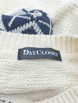 ◇ DAY CLOSET デイ クローゼット 柄 長袖 ニット カーディガン アイボリー系 ネイビー マルチ レディース P_画像3