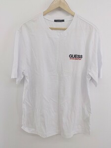 * GUESS Guess задний принт Logo короткий рукав футболка cut and sewn размер L белый черный мужской P